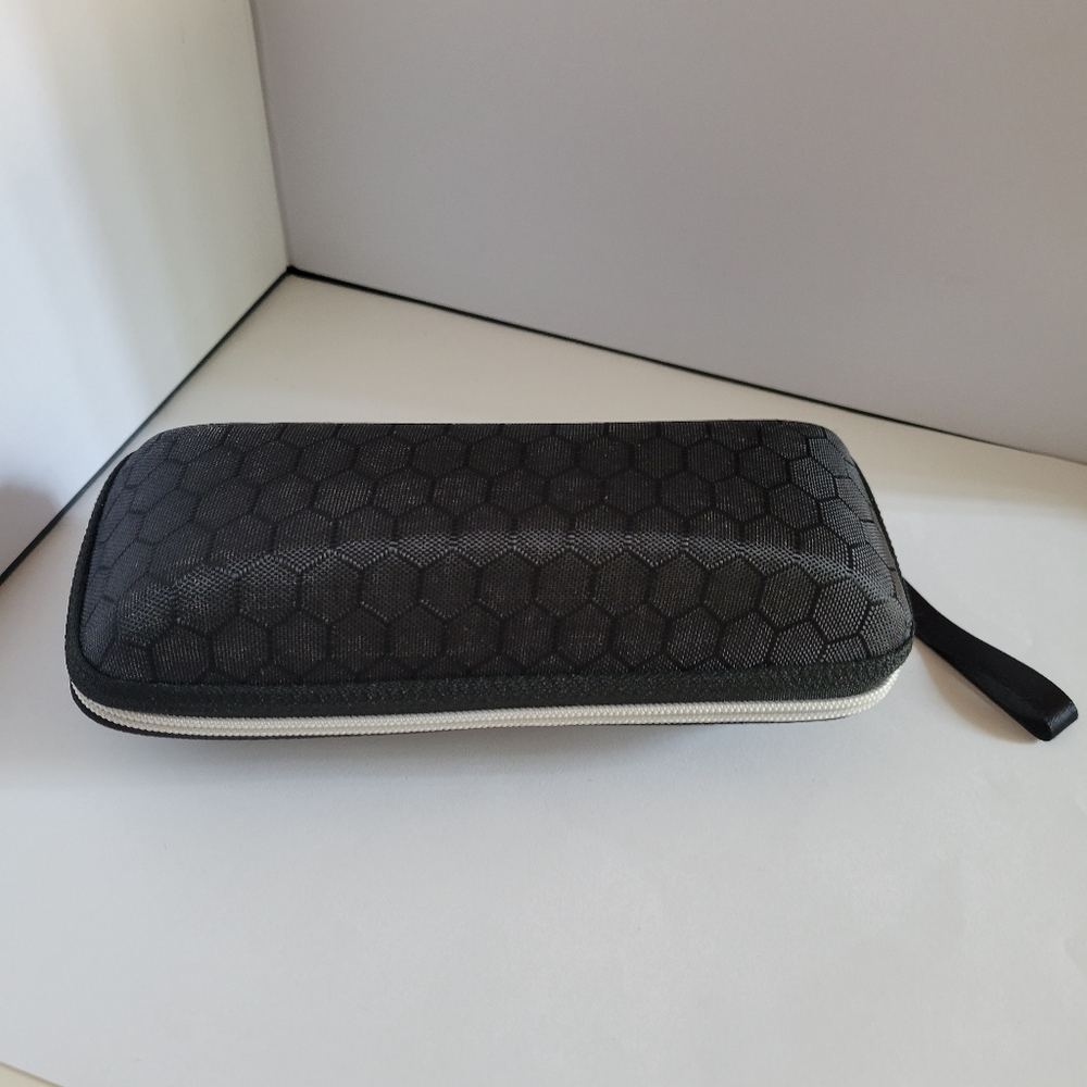 Glasses Sunglasses Hard Case Zipper Box Travel Pouch Hexagon Black Unisex